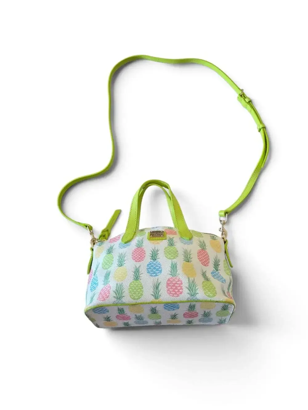 Dooney & Bourke Pineapple Satchel Crossbody Bag Lime Green Multicolor Tropical